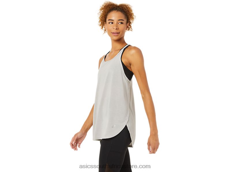 Women Asics Slit Sleeveless Top LH4X03365 Oyster Grey