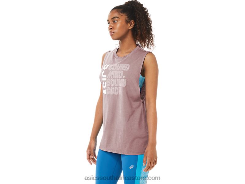 Women Asics Sound Mind, Sound Body Tank LH4X04109 Ginger Peach Heather