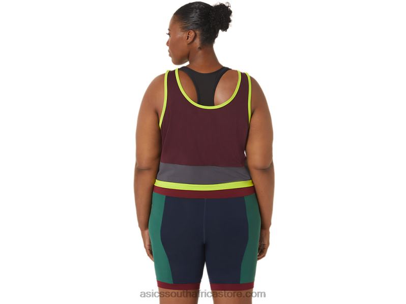 Women Asics The New Strong Repurposed Tank LH4X03367 Maroon/Steel Grey