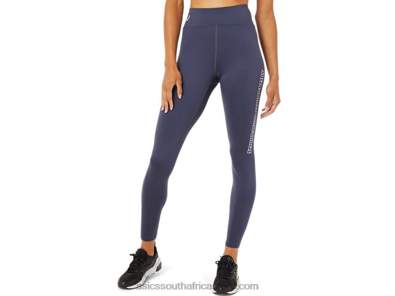 Women Asics Logo Graphic Tight LH4X03392 Indigo Fog