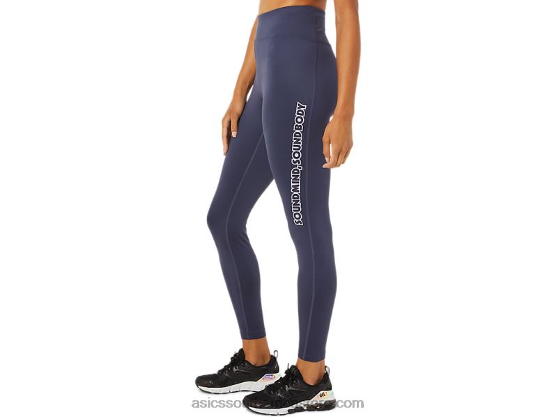 Women Asics Logo Graphic Tight LH4X03392 Indigo Fog