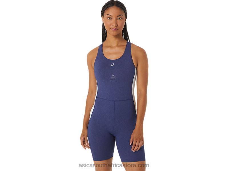 Women Asics Nagino Run Unitard LH4X02246 Indigo Blue Heather/Sky
