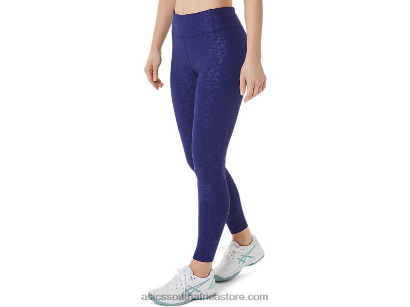 Women Asics New Strong 92 Printed Tight LH4X03034 Japan Brushed Emboss Dive Blue