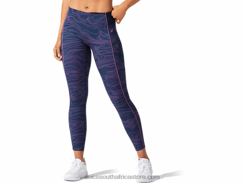 Women Asics Piping Graphic Tight LH4X04033 French Blue/Digital Grape