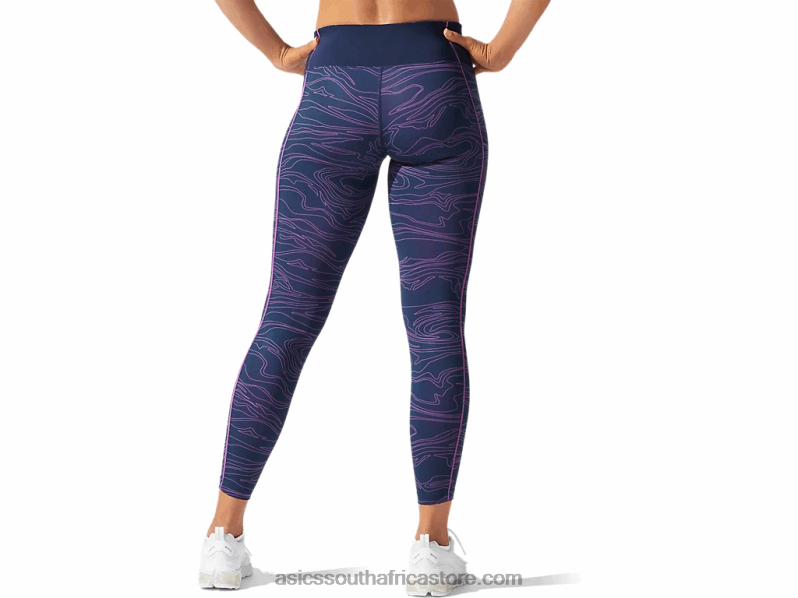 Women Asics Piping Graphic Tight LH4X04033 French Blue/Digital Grape