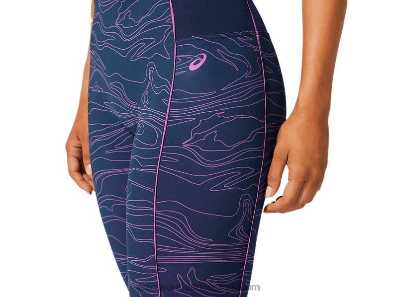 Women Asics Piping Graphic Tight LH4X04033 French Blue/Digital Grape