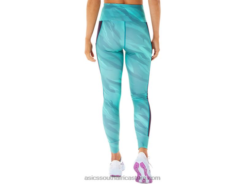 Women Asics Training Graphic Tight LH4X02914 Misty Pine