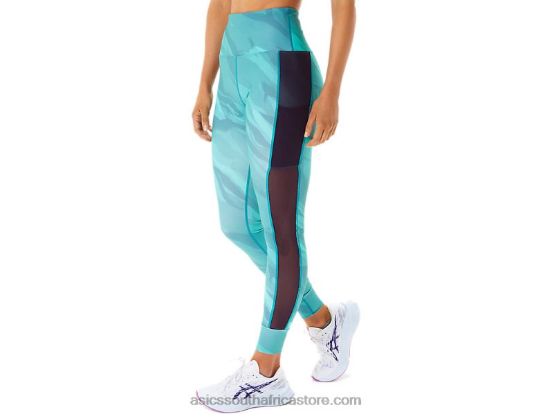 Women Asics Training Graphic Tight LH4X02914 Misty Pine