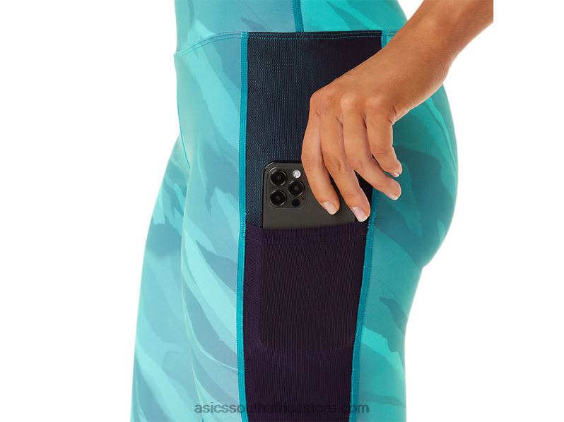 Women Asics Training Graphic Tight LH4X02914 Misty Pine