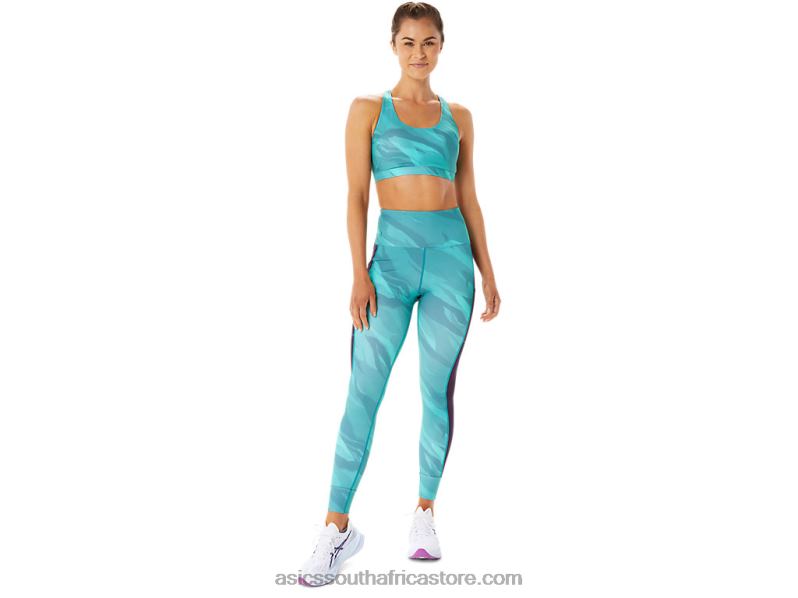 Women Asics Training Graphic Tight LH4X02914 Misty Pine