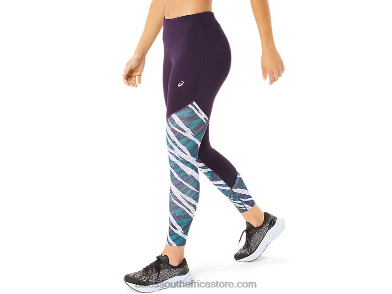 Women Asics Wild Camo 7/8 Tight LH4X03028 Night Shade/Velvet Pine