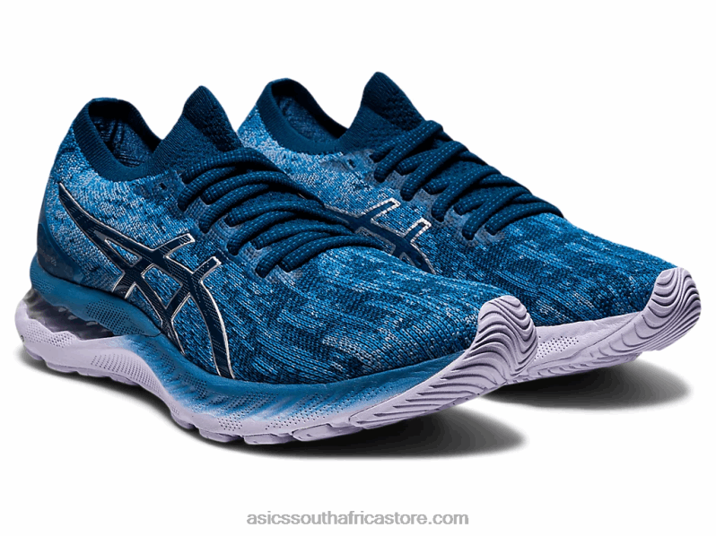 Women Asics Gel-Nimbus 23 Knit LH4X03922 Grey Floss/Mako Blue