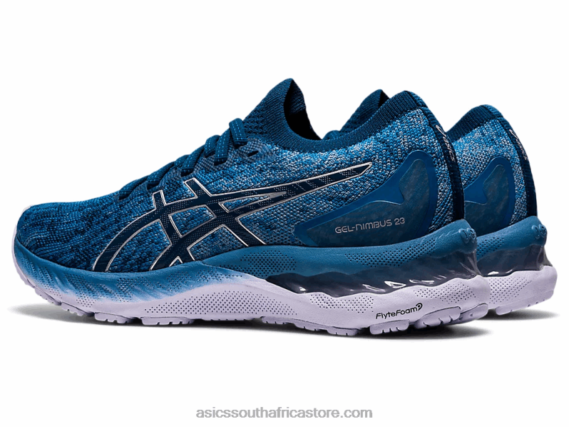 Women Asics Gel-Nimbus 23 Knit LH4X03922 Grey Floss/Mako Blue