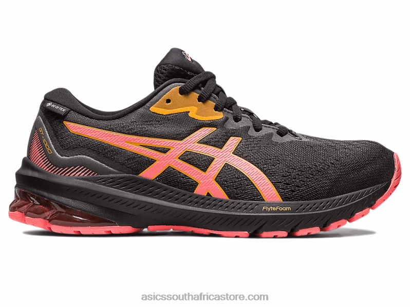 Women Asics Gt-1000 11 Gtx LH4X02478 Black/Papaya
