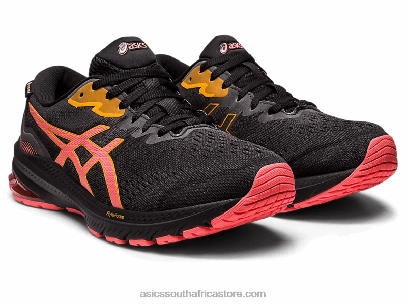 Women Asics Gt-1000 11 Gtx LH4X02478 Black/Papaya