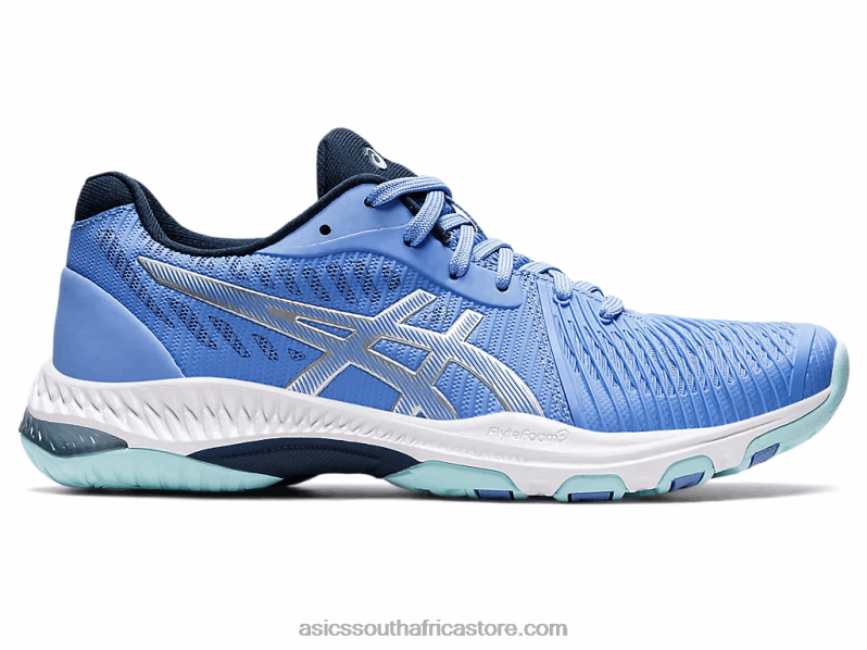 Women Asics Netburner Ballistic FF 2 LH4X03606 Periwinkle Blue/Pure Silver